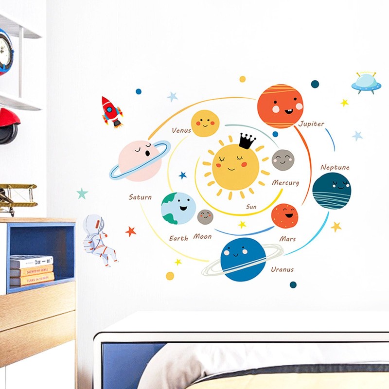 Solar System Wall Stickers for Kids, Universe Space Wall Sticker,