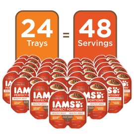 IAMS Perfect Portions Healthy Grain Free Wet Cat Food, Pate and Cuts in Gravy, 24 Twin Packs