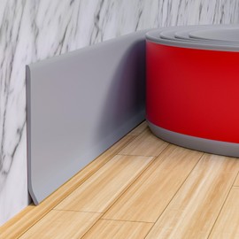 Duzzy Flexible Baseboard Molding Trim, 4 Inch(W) x 40 Feet(L) Peel and Stick Rubber Wall Trim Molding, Self-Adhesive Vinyl Wall Base Cove Base