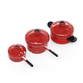 Odoria 1/12 Scale Miniature Pots and Pans Dollhouse Kitchen Accessories, Red