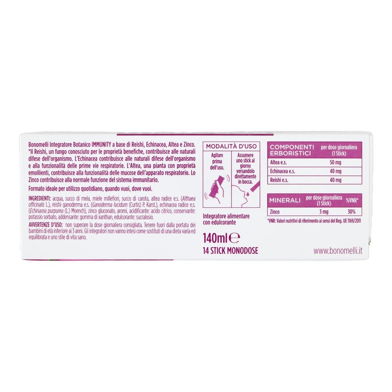 Bonomelli - Integratore Botanico Immunity, 14 bustine, pronto da bere.