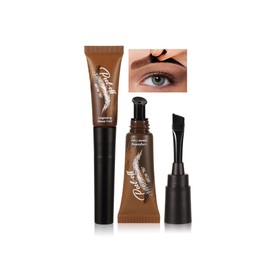 DLZZRS Eyebrow Gel Peel Off, Brow Tattoo with 150°Small Curved Tray, Temporary Eyebrow Tattoos Peel Off, Waterproof Brow Gel for Women Create Fuller & Defined Natural Brows Makeup(#01 Warm Brown)