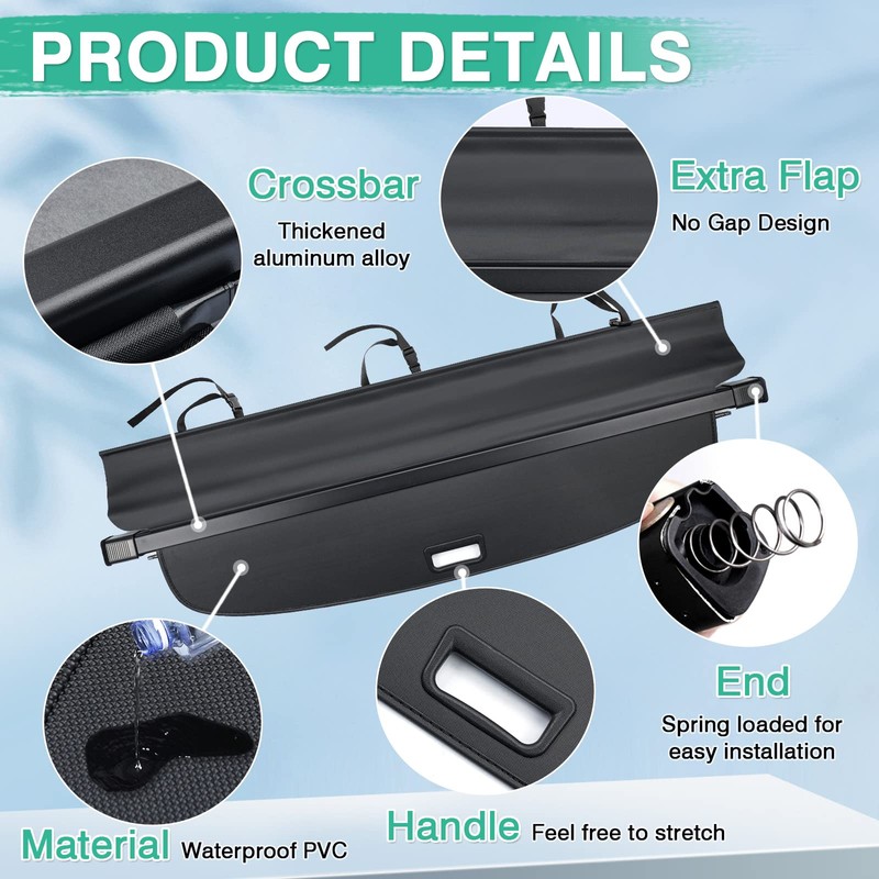 Powerty Cargo Cover for 2018-2024 VW Volkswagen Tiguan Accessories Trunk