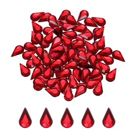 MECCANIXITY 100PCS Flat Back Acrylic Teardrop Gems 6x10mm Artificial Rhinestones for DIY Crafts Bead Wedding Party Face Painting Jewelry Making Red