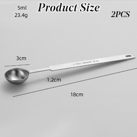 2Pcs Teaspoon (5 mL | 5 cc | 1 TSP | 1/3 Tablespoon) Stainless Steel Individual Measuring Spoons Metal Measuring Spoons Only Kitchen Gadgets for Cooking Baking
