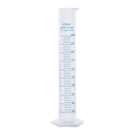 Transparent Plastic Graduated Cylinder Scientific Measuring Cylinder Chemical Measuring Test Tube Blue Line Graduated Test Tube Lab Liquid Measuring Tool 250ml