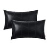 BRAWARM Faux Leather Pillow Covers 12 X 20 Inches, Black
