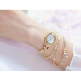 BS Bee Sister Fashion Small Watches Women Quartz Wristwatches Luxury Jewelry Bracelet - White