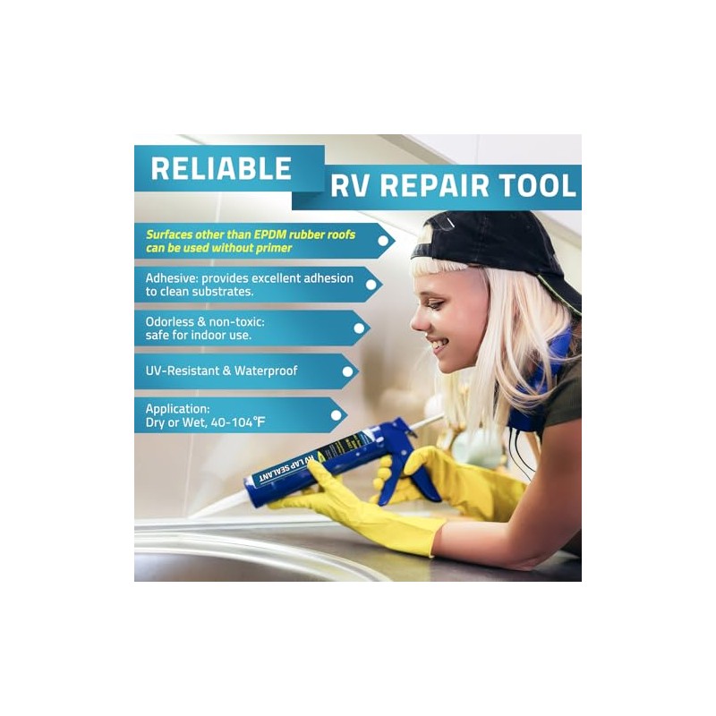 Self-Leveling RV Roof Sealant for Camper Repair - 2 Packs