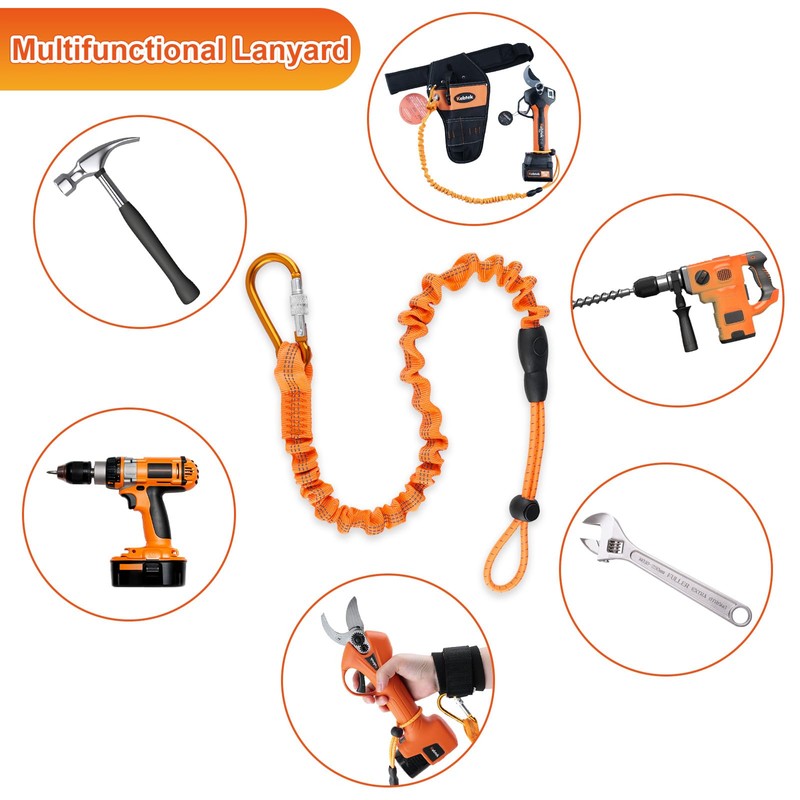 Tool Lanyards for Power Tools, Coiled Lanyard Tether Stretchy Leash