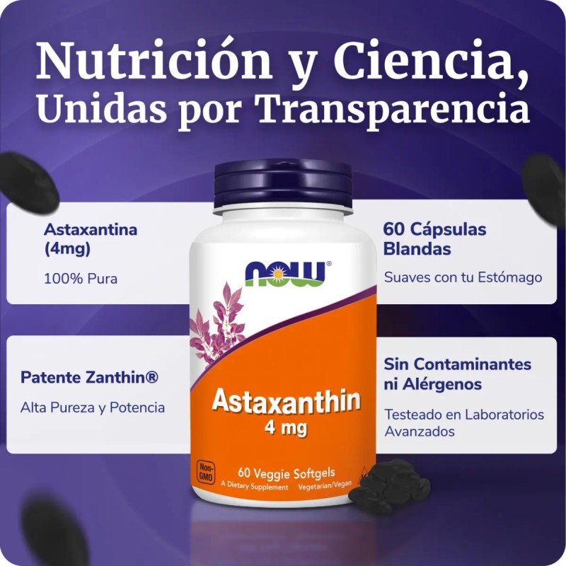 Astaxantina 4mg | Anti-radicales Libres | 60 Caps Blandas