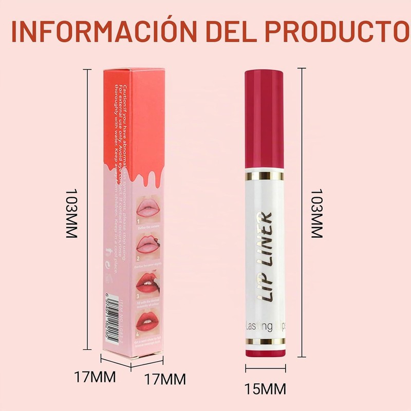 Erinde Lápiz Delineador de Labios Líquido, Resistente al Agua,#E01