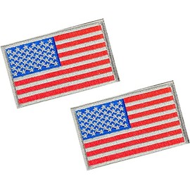 2PCS Premium Iron On USA US American Flag Tactical Patches with Iron On Backing for Backpacks Caps Hats Jackets Pants (2-Gray)