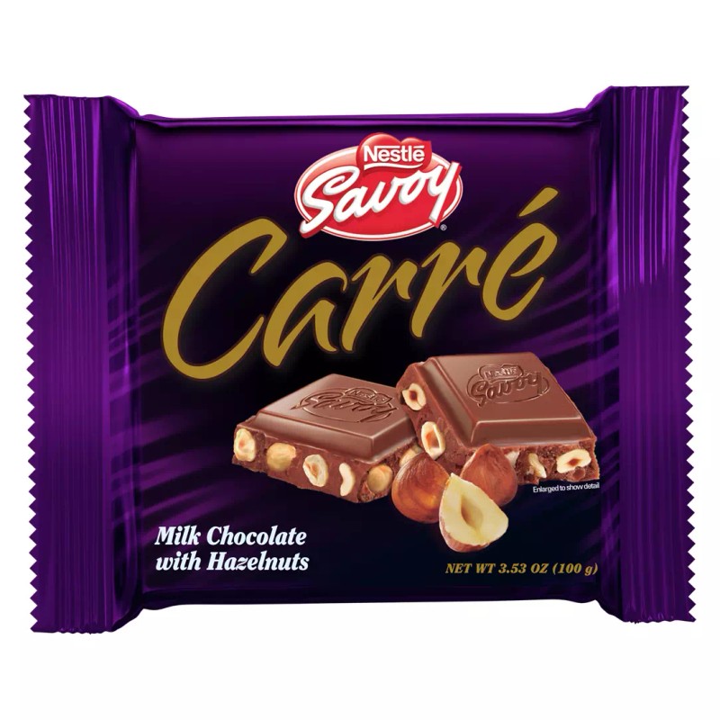Nestle Savoy Venezuela Savoy Carre Chocolate Avellanas Hazelnuts Box (10unitsx100g/