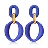 Acrylic Oval Earrings Fashion Acrylic Oval Statement Drop Earrings Oval Hollow Dangle Earrings Oval Hoop Statement Drop Earrings Geometric Earrings for Women (Blue)