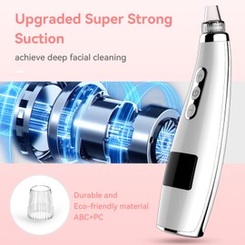 Blackhead Remover Pore Vacuum Upgraded Facial Pore Cleaner Electric Comedone Whitehead Extractor Tool-5 Suction Power,5 Probes,USB Rechargeable Blackhead Vacuum Kit for Women & Men