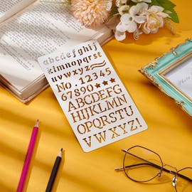 UNICRAFTALE 1 Piece Metal Stencil Letters Number Stencils for Diaries Stainless Steel Painting Stencils Wooden Templates Alphabet Stencils for Carving Bookmarks Drawing Scrapbooking Wall Decoration