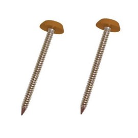 HomeSmart 50 Pack 30mm Oak/Tan UPVC Poly Top Pins Nails | UV Resistant Stainless Steel Plastic Headed Polypins for Durable and Weatherproof Fixing of Soffits, Fascias, and Roofline Trims