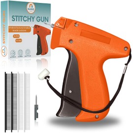 NANG Mini Stitchy Gun for Clothes, Handheld Fine Stitchy Quick Clothing Fixer, Micro Tag Gun for Quilting, Hemming & Edging, Sewing Gun with 2 Fine Needles, 2000 Black & 2000 White Fastener