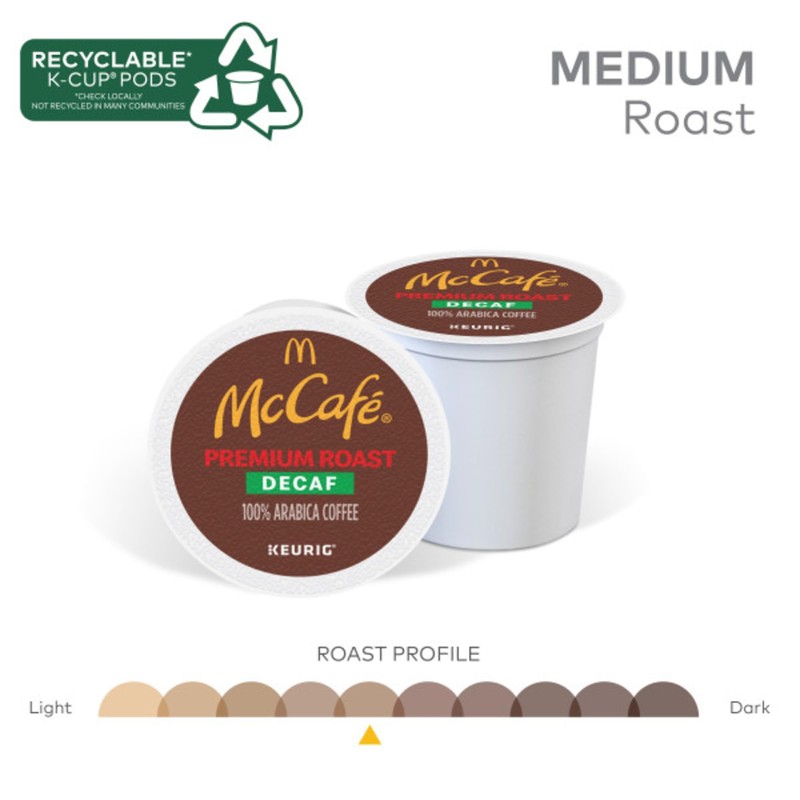 McCafe Premium Roast Decaf, Keurig Single Serve K-Cup Pods, Medium