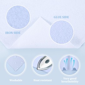 Medium Weight Iron On Fusible Interfacing for Sewing, White Iron On Fusible Fleece Interfacing, One Sided Fusible Batting for Quilting DIY Crafts Tote Bags Cushion Home Decor (39 Inch x 1 Yard)