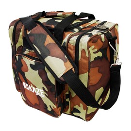 KAZE SPORTS Deluxe 1 Ball Bowling Tote Bag with Two Side Pockets, Camouflage