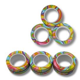 Four Brothers Colorful Magnetic Rings Fidget Toy Set for Stress Relief and Focus, Ideal for ADHD and Anxiety (Groovy Meadow) - 3 Rings