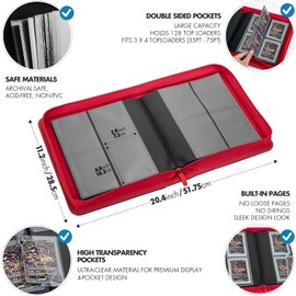 FunGuys Toploader Binder, Trading Card Binder Storage,128 4 Pocket Top Loader Pokemon Binder, Card Collection for Yugioh, MTG, TCG, Card Folders for Trading Cards