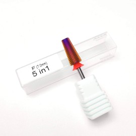 Vanfa Nail Drill Bits 5 in 1, Shank 3/32", Two Way Rotate for Removing Acrylic Nail Powder, Hard Gel and Dipping Powder (Purple 5 in 1 - Fine)