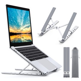 Babacom Laptop Stand, 9-Level Aluminium Laptop Stand, Portable, Height-Adjustable, Ventilated Notebook Stand, Compatible with MacBook Pro Air, Lenovo, Dell, 10-15.6 Inch Laptops, Tablets