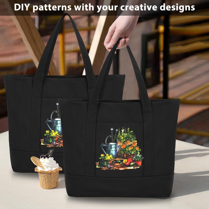 OUUTMEE Canvas Tote Bag, Women's Canvas Beach Bag, Large Shoulder