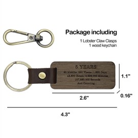 Engraved anniversary Wooden Keychain, Home Car Office KeyChain, Gift Ideas for wife, husband,friend, Birthday,mom, dad (DK051+5)