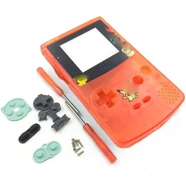 Full Housing Shell Case Cover with Buttons Screws Screwdriver for Game boy Color GBC Repair Part (Clear Orange)