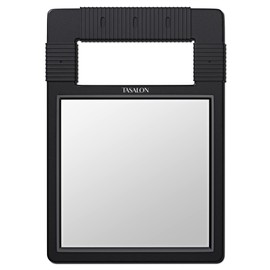 TASALON Hand Mirrors with Handle - Unbreakable Handheld Mirror with Silicone Handle for Barber, Salon, Makeup or Shower - Black