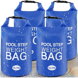 4 Pack 10L/30lb Universal Pool Step Weights 500D PVC Waterproof Swimming Pool Ladder Weights No Breaken Above Ground Pool Ladder Sand Bags, Foldable Pool Stair Weights for Pool Steps(Blue-4PCS)