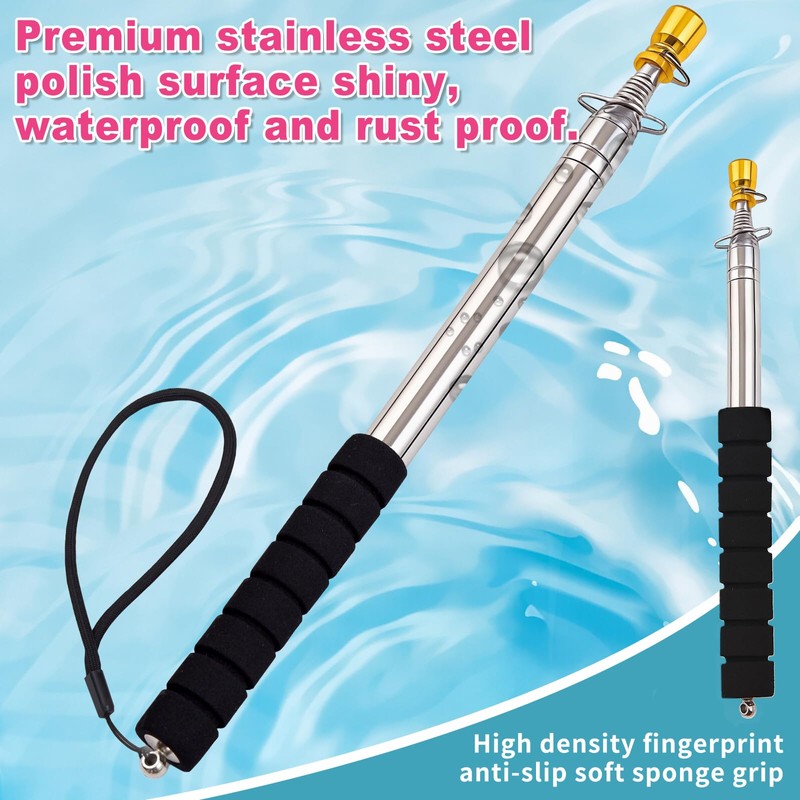 6.56FT Portable Handheld Flag Pole for Carrying Stainless Steel Telescopic