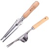 NICAVKIT Pack of 2 Hand Weeder Fork Weeder Tool Garden Tool Stainless Steel Manual Weeder Weeder Root Weeder with Natural Wood Handle for Weeding Your Garden