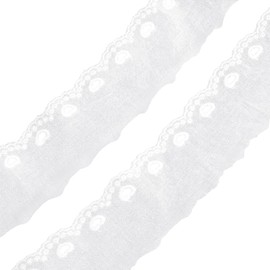 MAYJOYDIY Lace Ribbon with Eyelets Cotton Wide 2.1 Inch Wide Floral Heart Embroidery Eyelet Sewing Ruffle Lace Trim for Dress Cushion Dolls Pets Clothes Bag Sewing 15 Yards