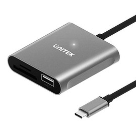 USB Card Reader, Unitek 3-Slot USB 3.0 Compact Card Reader, Read 3 Cards Simultaneously, Aluminum SD Micro SD CF Card Adapter Supports Flash Memory Card, Black