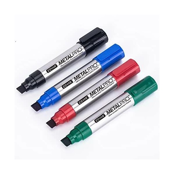 ZEYAR Permanent Markers, JUMBO Size, Set of 4, Waterproof &