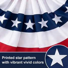 Bradford American Flag Bunting 3 Pack 3x6 ft for Outside, Patriotic Bunting Flags Outdoor Weather Resistant, US USA Bunting 6 ft Outdoor Pleated Fan Flags with 3 Brass Grommets