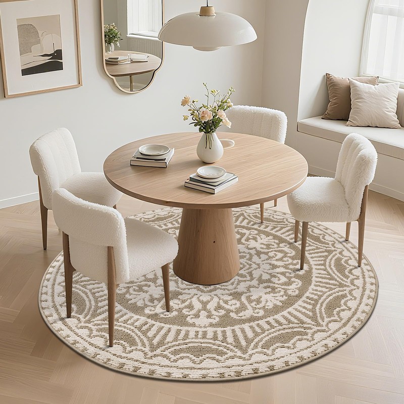 U'Artlines 4ft Round Area Rug Non Slip Low Pile Circle