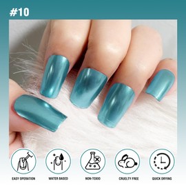 KYDA Blue Metallic Nail Polish, Bright Metal Mirror Nail Polish, Lasting High Shine Finish Nail Art Polish, Gorgeous Reflective Manicure Nail Lacquers, 0.26 fl oz, #10