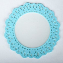Antique Lace Wind Vinyl Coasters Clear x Blue Diameter 100 mm Thickness 2 mm Set of 6 