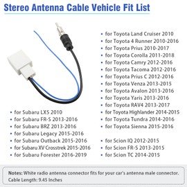 JAYUBIEN Car Radio Antenna Adapter for Toyota Camry RAV4 Corolla Prius Tacoma Yaris Highlander Sienna Subaru Scion Stereo Antenna Wire Harness Connector
