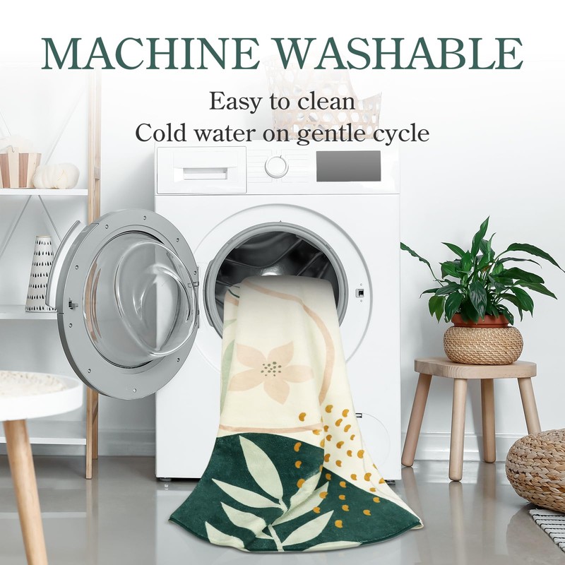 Lahome Green Washable Area Rug - 2x3 Botanical Print Small