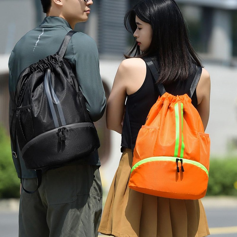 [EOMECUIGAO] ナップサック 防水 ジムサック おしゃれ ジムサックプールバッグ シューズポケット付きリュック 乾湿分離 大容量 巾着袋