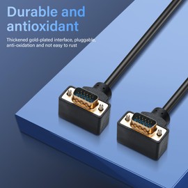 PNGKNYOCN 270 Degree VGA Cable, Upward Bend VGA Male to Upward Bend VGA Male 15 Pin Full HD 1080P High Resolution Video Cord 1.5M (2 Up) ﻿