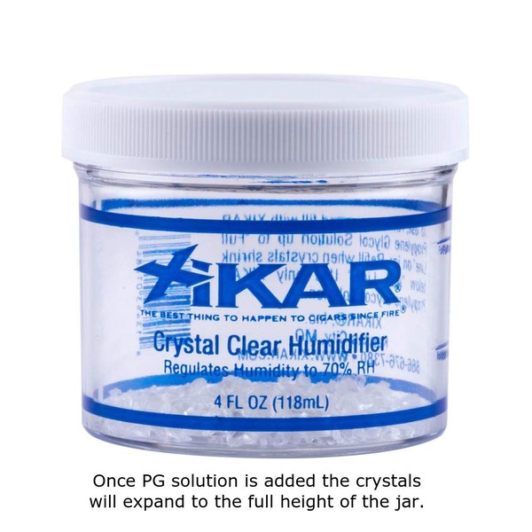 Xikar Crystal Humidifier, Lasts Up to 90 Days, Crystals Expand, Provides Perfect 70% Humidity, 4 oz Jar