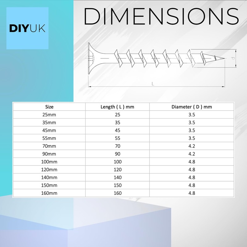 DIYUK Premium Black Wood Screws Length: 25mm (Pack of: 50)